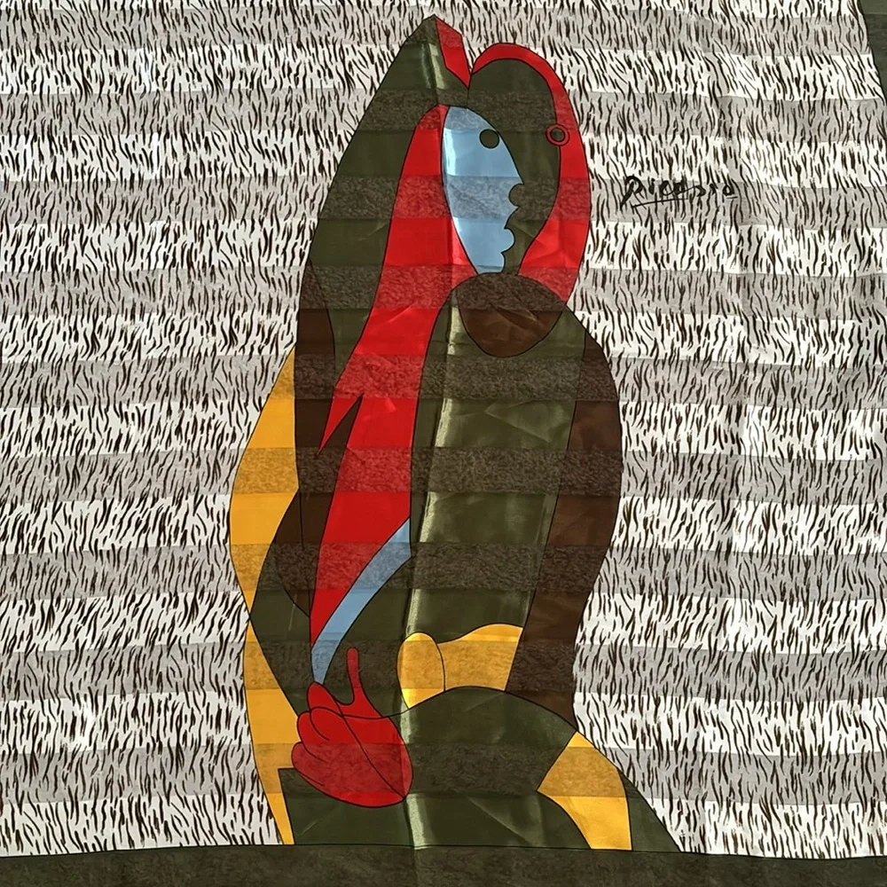 PICASSO silk scarf 40”X40” - Picture 2 of 3